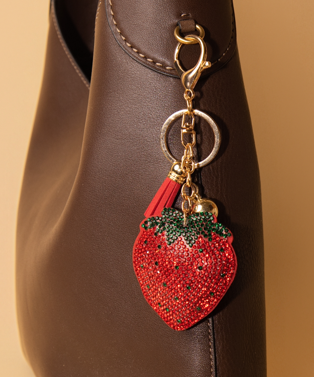 Sparkling Strawberry Charm with Gold-Plated Hardware