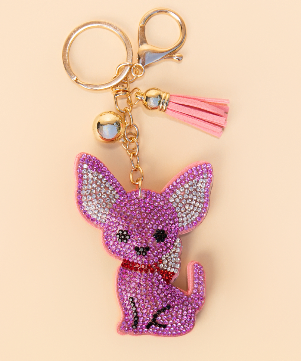 Pink Chihuahua Charm with Gold-Plated Hardware