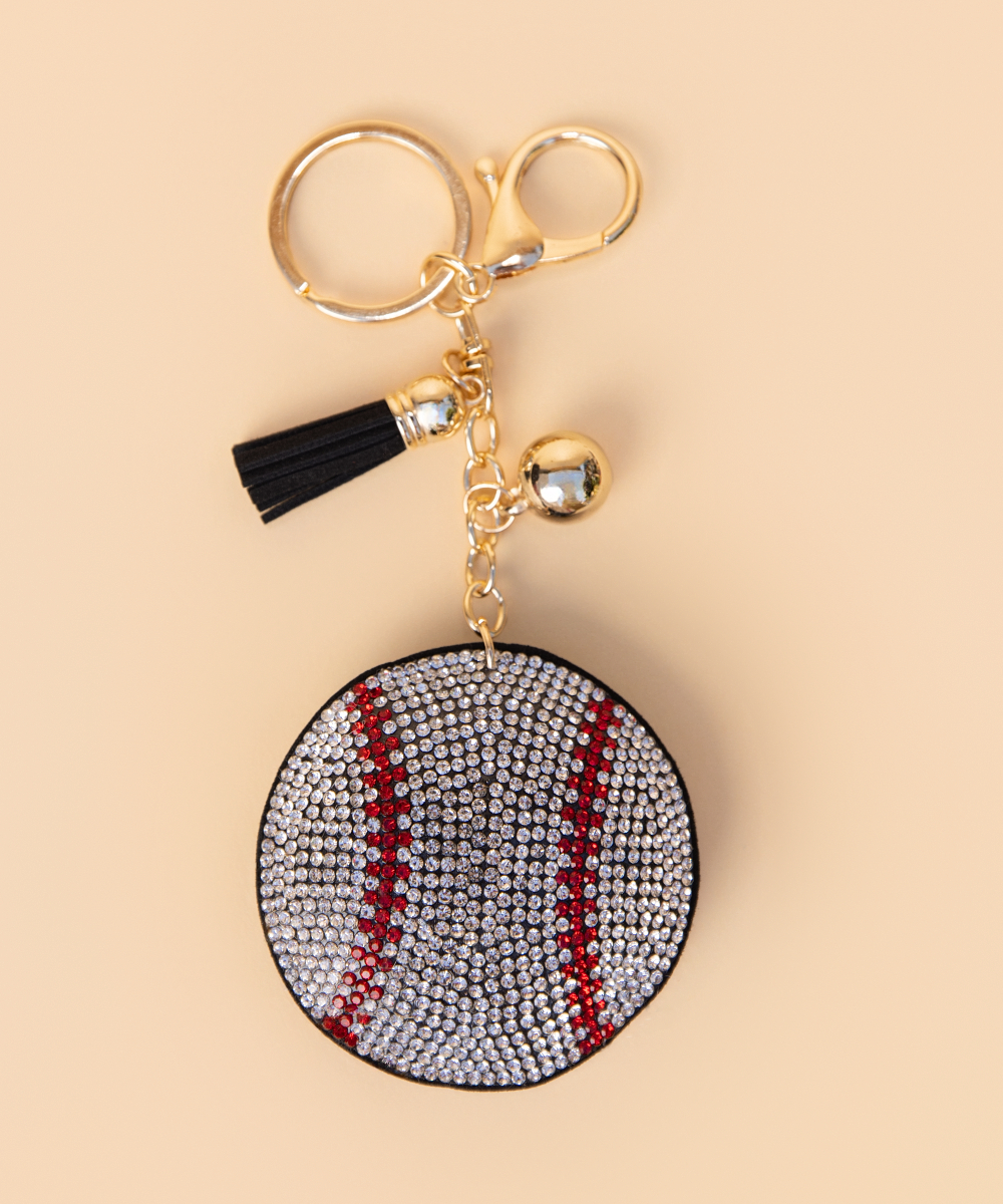 Sparkling Baseball Charm with Gold Hardware