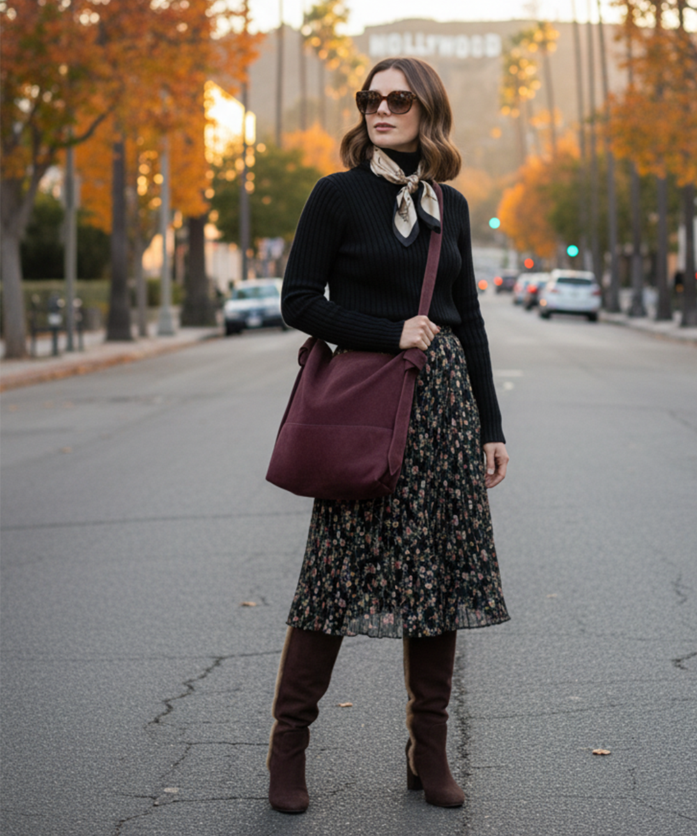Suede Bordeaux Knot Tote
