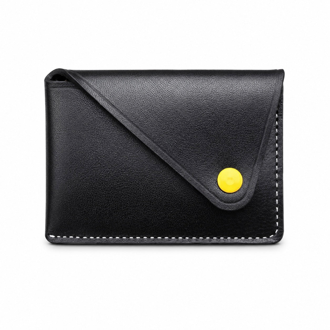 Sheffield Card Wallet with Yellow Snap (Made To Order)