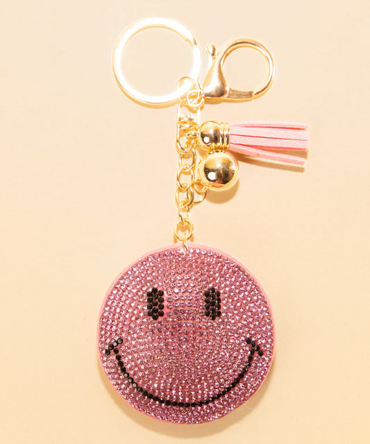 Sparkling Pink Smily Face Charm