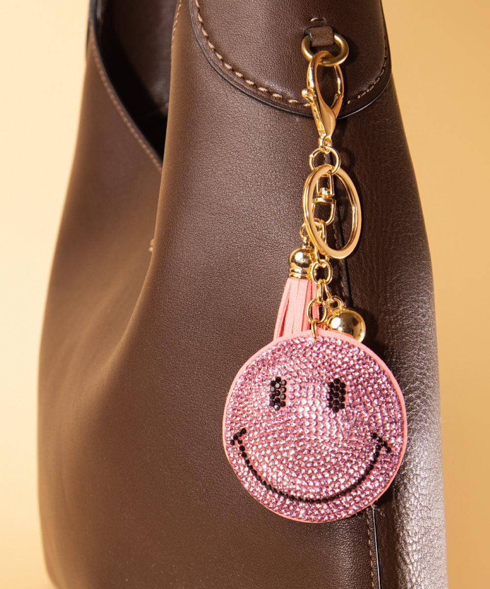 Sparkling Pink Smily Face Charm