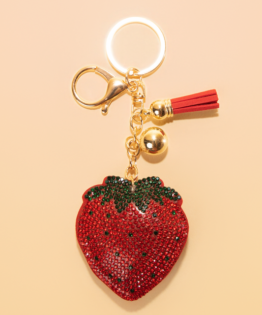 Sparkling Strawberry Charm with Gold-Plated Hardware
