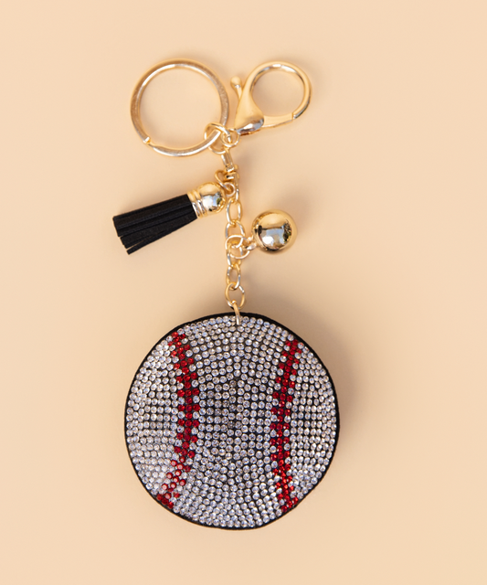 Sparkling Baseball Charm with Gold Hardware