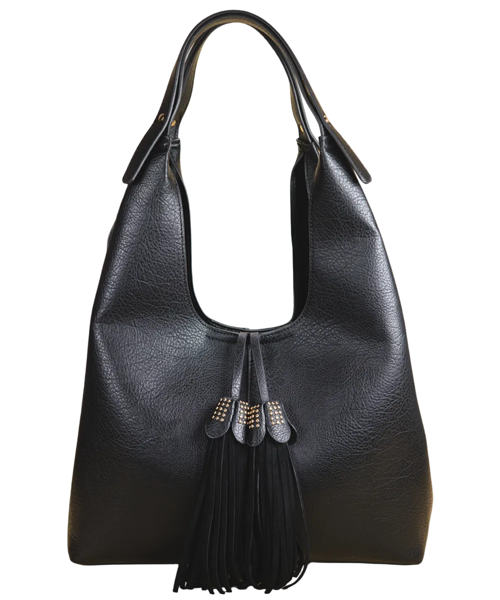 Malibu-Style Hobo Bag in Brown - Bright Black