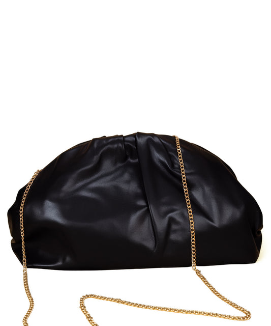 Siena Cloud Clutch – Soft Vegan Leather Pouch with Gold Chain
