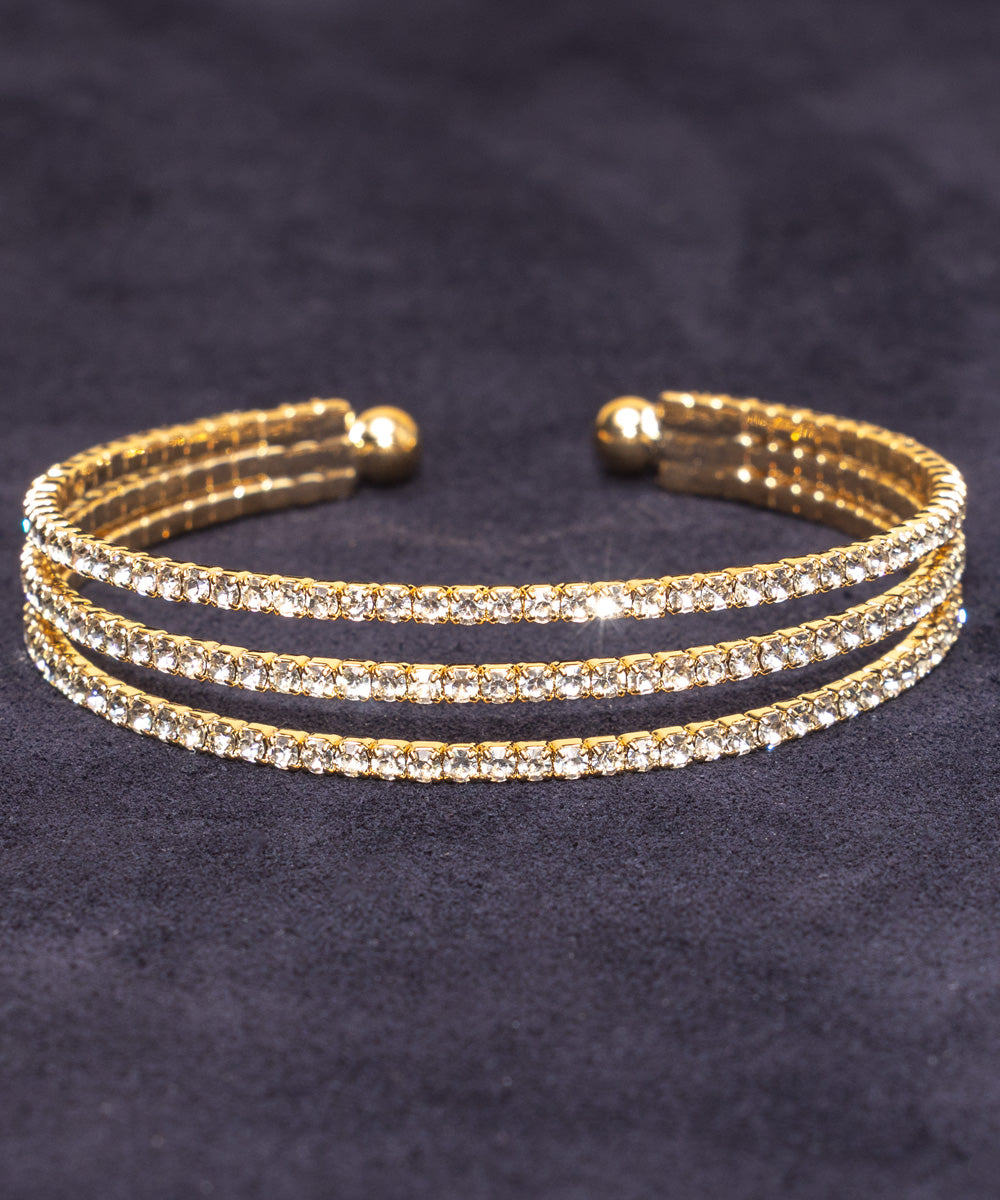 Celestia Cuff - Gold Dipped Cubic Zirconia Bracelet