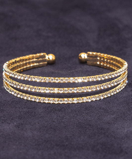 Celestia Cuff - Gold Dipped Cubic Zirconia Bracelet