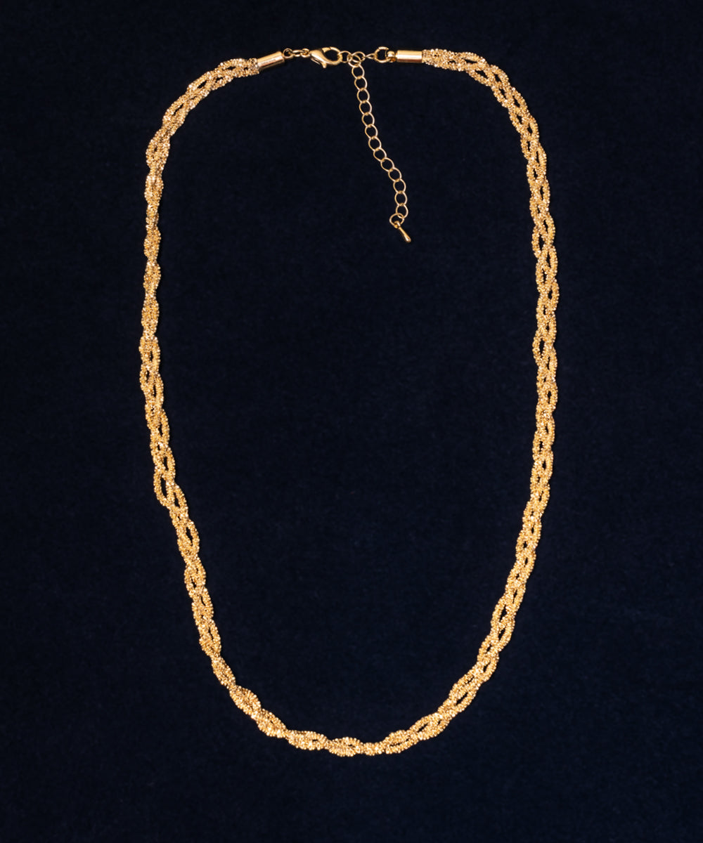 Gold-dipped twisted rope chain necklace for women, adjustable 18–20 inch layering jewelry.