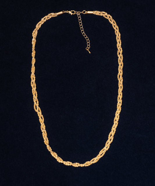 Gold-dipped twisted rope chain necklace for women, adjustable 18–20 inch layering jewelry.