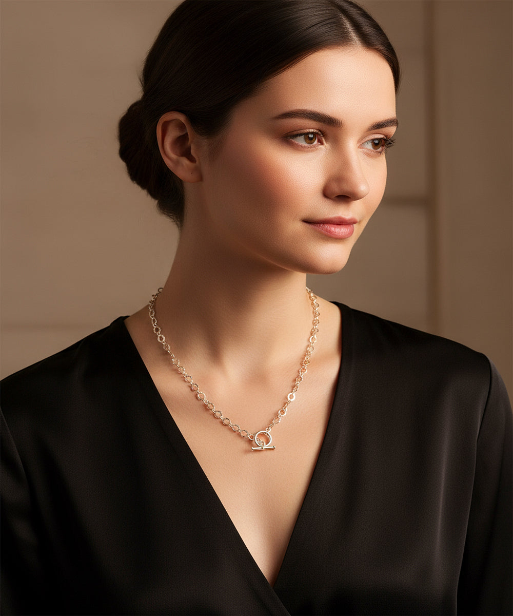 Sorrento Toggle Chain Necklace — Silver-Dipped