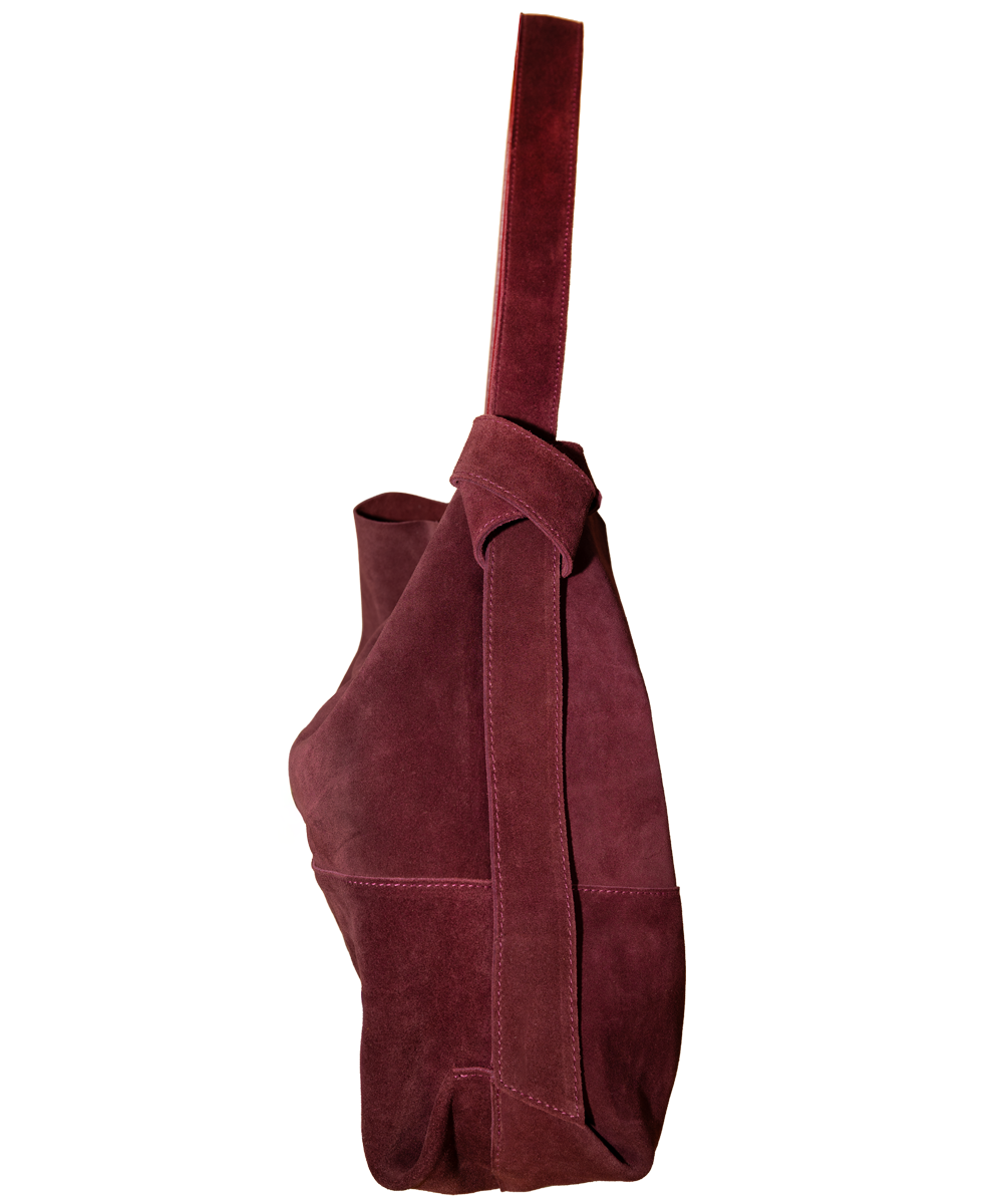 Suede Bordeaux Knot Tote