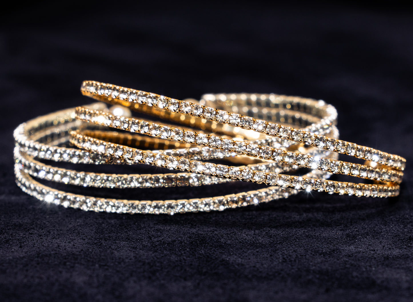 Celestia Cuff - Gold Dipped Cubic Zirconia Bracelet