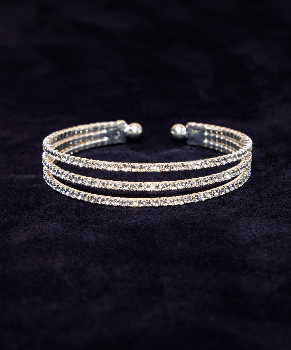 Celestia Cuff - Silver Dipped Cubic Zirconia Bracelet