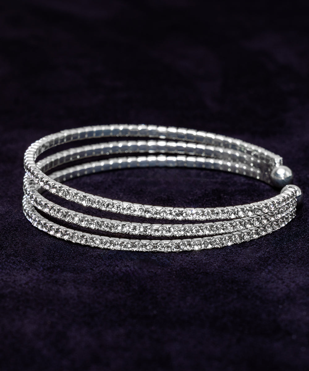 Celestia Cuff - Silver Dipped Cubic Zirconia Bracelet