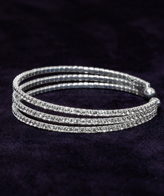 Celestia Cuff - Silver Dipped Cubic Zirconia Bracelet